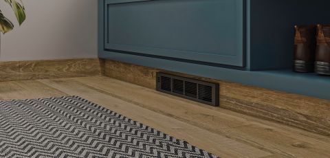 A Perfectoe heater built into the skirting board