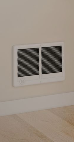 A Com-Pak Series twin heater built into a wall