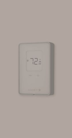 A Cadet Thermostat mounted to the wall