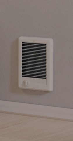 A Cadet heater built into a wall