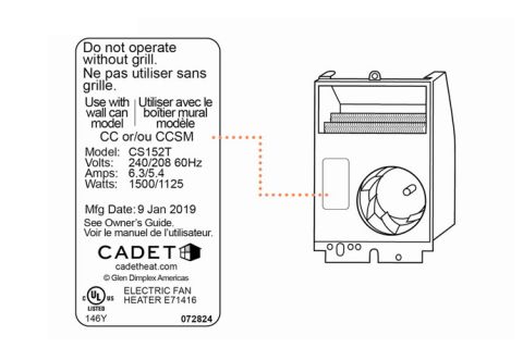 The location of the label is on the heater assembly beneath the grill.