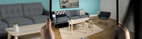 Augmented Reality (AR) in living room on a phone